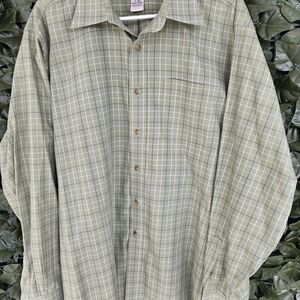 L.L. Bean Men's Light Green Plaid Button-Down Shirt